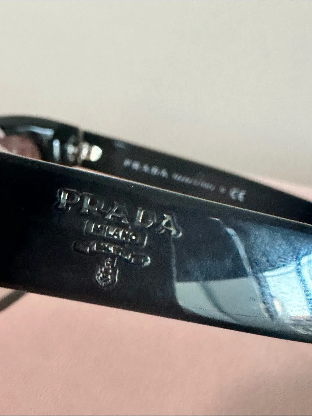 Prada Glossy Black Logo-Embossed Sunglasses - Picture 2 of 8